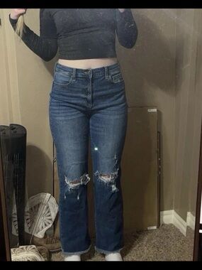 Boutique 9 Dark Blue Straight-Leg Distressed Jeans